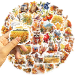 50pcs Waterproof Graffiti Cute Cartoon Autumn Animals Foods Stickers For Laptop Water Bottle Luggage Notebook Vinyl Decals﻿ (ONLINE ORDER ONLY)