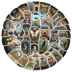 50pcs Glass Animals Taxidermy Pattern Stickers Creative Skeleton Stickers Cute Pretty Cool Aesthetics Cartoon Vinyl Stickers (Online Order Only)