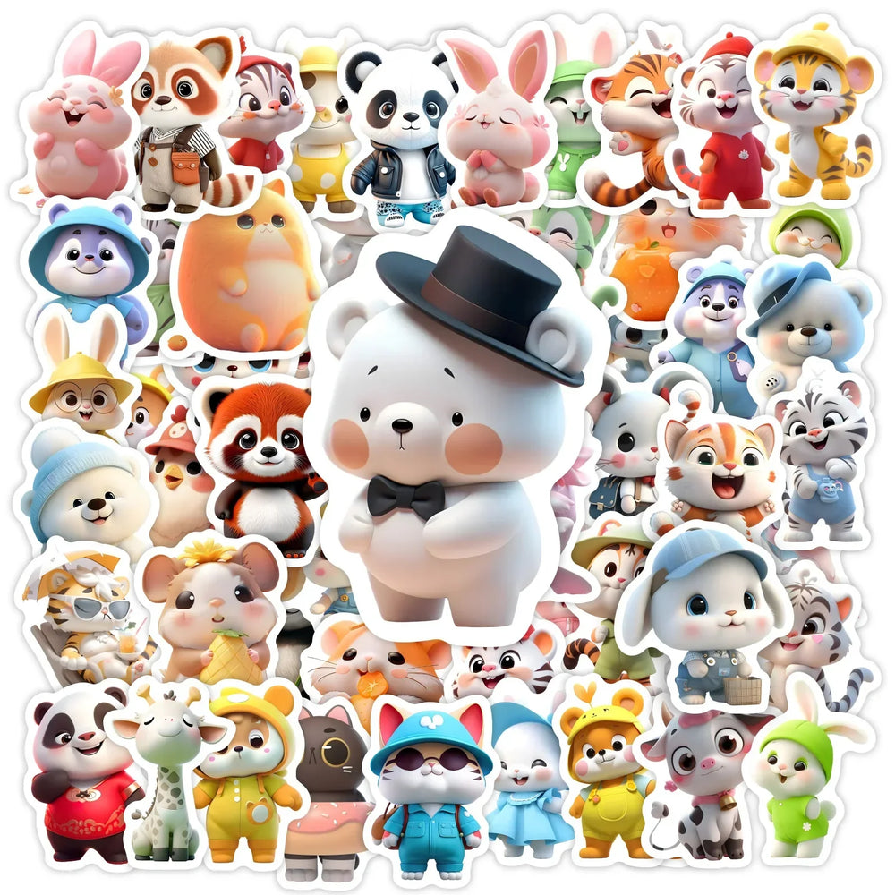 Kawaii Cute 3D Animal Doll Stickers Children DIY Toy Gift Graffiti Decal for Phone Luggage Laptop Bottles Scrapbook Waterproof (ONLINE ORDER ONLY)