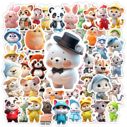 Kawaii Cute 3D Animal Doll Stickers Children DIY Toy Gift Graffiti Decal for Phone Luggage Laptop Bottles Scrapbook Waterproof (ONLINE ORDER ONLY)