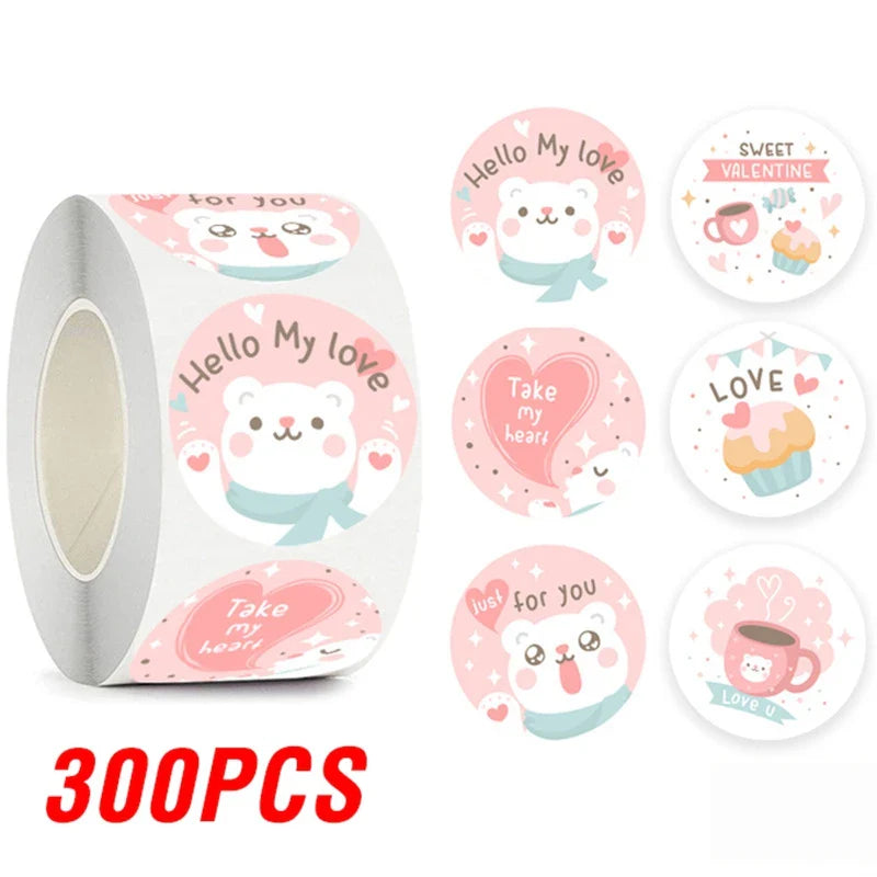 100-500pcs Cartoon Cat Stickers Round Adhesive Labels For Student Teacher Prize Business Gift Wraps Decorative Stickers (ONLINE ORDER ONLY)
