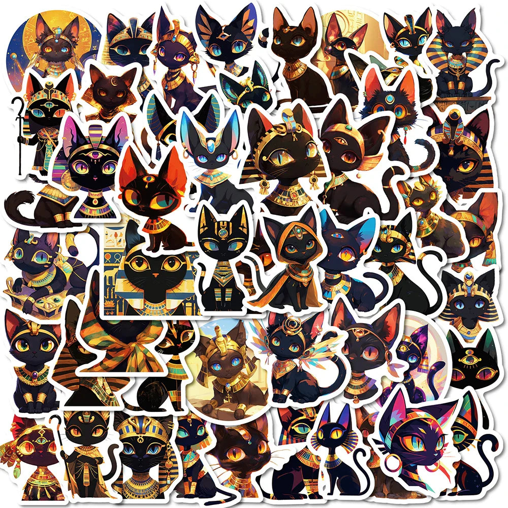 Egypt Cat Stickers 10/30/50pcs Waterproof Decals for Skateboard, Laptop, Motorcycle, Phone, Kids Toys (ONLINE ORDER ONLY)