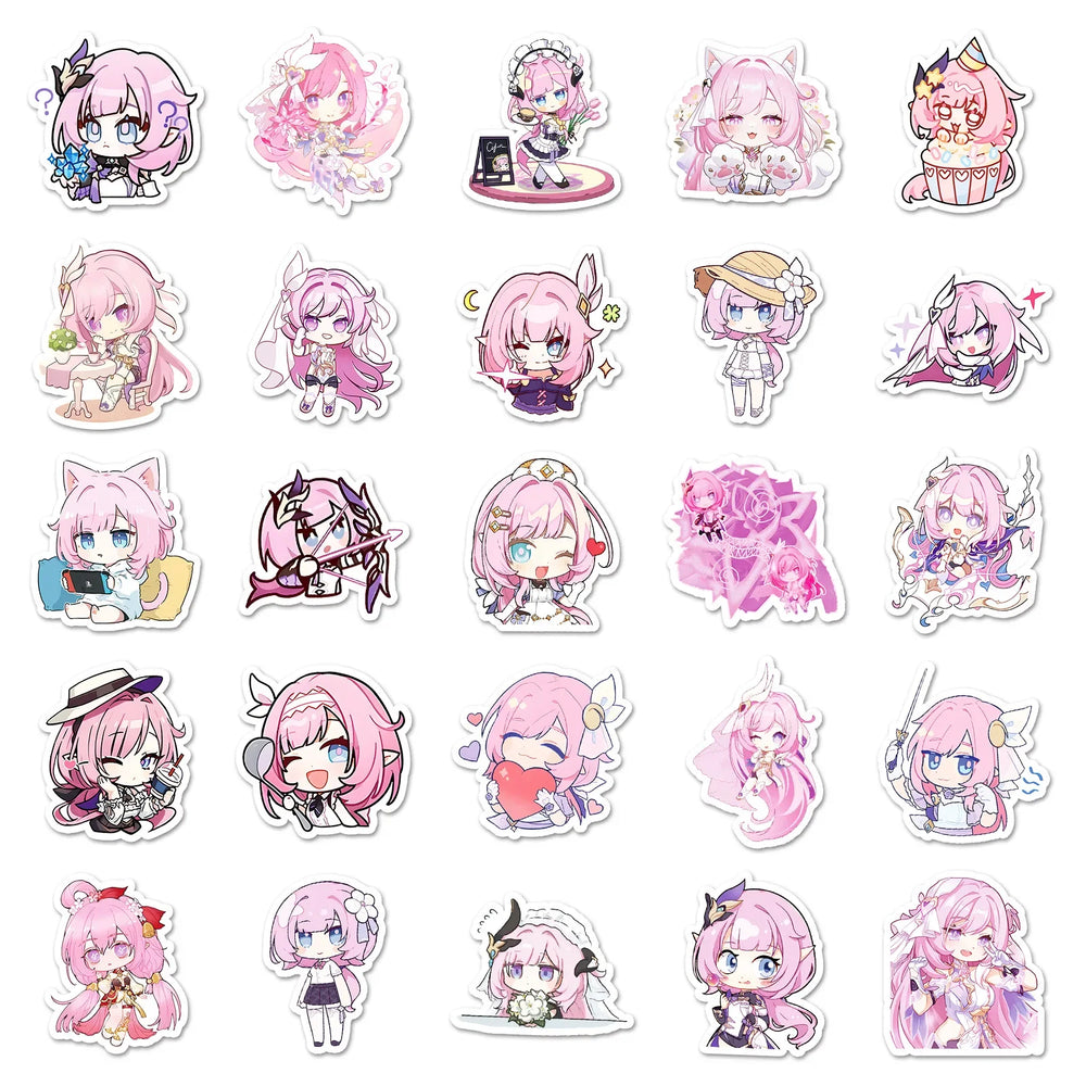 10/30/50PCS Honkai Impact 3 Stickers Cute Elysia Cartoon Sticker Fridge Luggage Laptop Phone Guitar Car Bike Skateboard Decals (ONLINE ORDER ONLY)