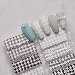 Charming Geometric Black Khaki Brown Grid Houndstooth Snowflake Flat Chic  Adhesive Nail Art Decoration Stickers Manicure Decals (Online Order Only)