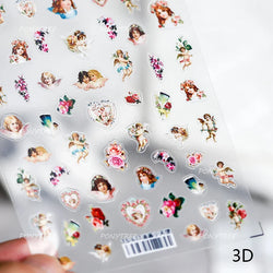 White Pink Baby Child Angel Wing Heart Bowknot Leaves Key Star Cupid's Arrow Archery Adhesive Nail Art Stickers Manicure Decals (ONLINE ORDER ONLY)