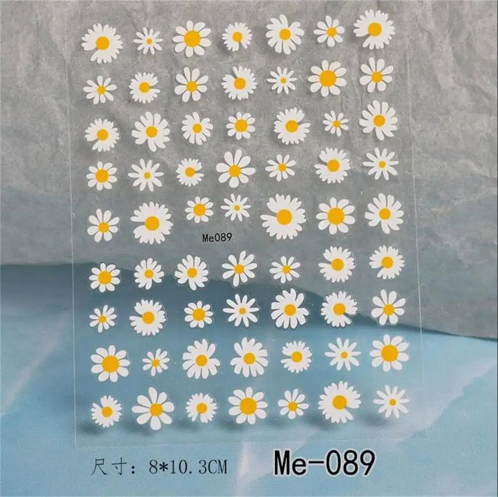1PC Elegant 3D Daisy Flower Nails Art White Florals Petals Flowers Back Glue Nail Stickers Gel Polish Sticky Manicure Decoration (ONLINE ORDER ONLY)