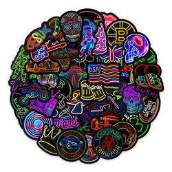 10/30/50PCS Popular Cool Neon Light Sticker Pack Skateboard Guitar Decoration DIY Laptop New Waterproof Graffiti Decal Wholesale (ONLINE ORDER ONLY)