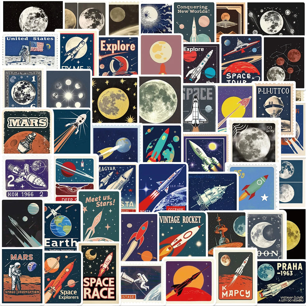 50PCS Space Travel Planner Stickers Aesthetic Motorcycle Phone Car Skateboard Laptop Sticker Decal Classic Toy (Online Order Only)