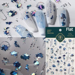 Lotus Flower Leaf Goldfish Ripple Wavelet Water Droplet Lotus Pond Brocaded Carp Self Adhesive Nail Art Stickers Manicure Decals (Online Order Only)