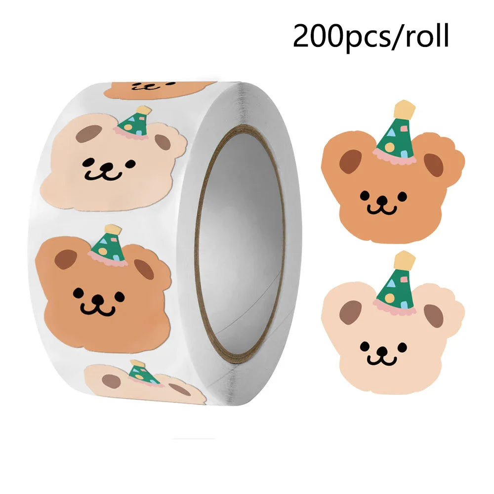 50-200Pcs Cute Little Bear Stickers  Whole Paper Adhesive Tape INS Korean Simplified Sealing Sticker Packag Decor Lables (ONLINE ORDER ONLY)