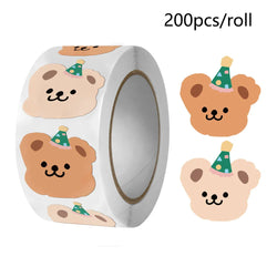 50-200Pcs Cute Little Bear Stickers  Whole Paper Adhesive Tape INS Korean Simplified Sealing Sticker Packag Decor Lables (ONLINE ORDER ONLY)