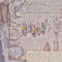 Romantic Candle Holder Lace Rambler Rose Pink Flower Bowknot Candlestick Ribbon Adhesive Nail Art Stickers Shiny Manicure Decals (ONLINE ORDER ONLY)