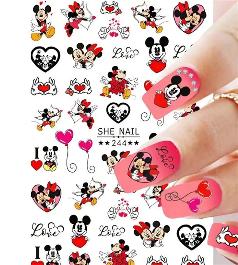 1PCS Disney Mickey Series Nail Stickers Cute 3D Minnie Nail Decorations Valentine's Day Christmas Self-Adhesive Nail Supplies *& (ONLINE ORDER ONLY)
