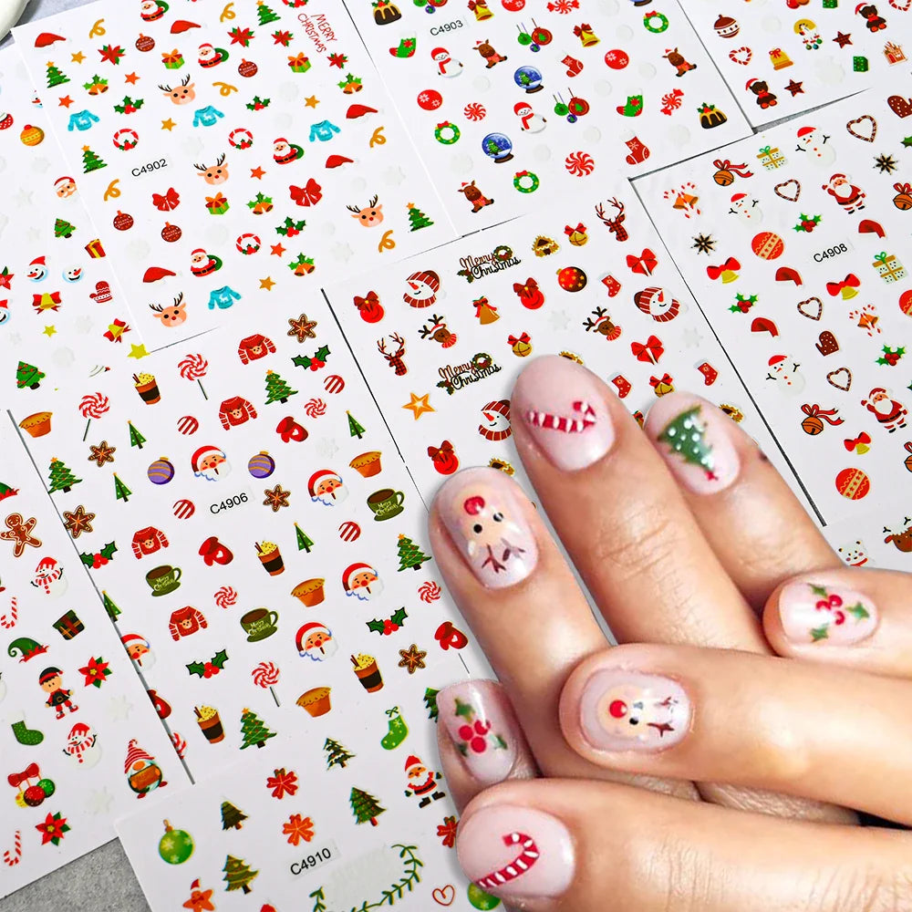 Merry Christmas Penguin Nail Art Sticker 3D Slider Deer Santa Claus Decal New Year Nail Decorations Sticker Manicure Accessories (ONLINE ORDER ONLY)