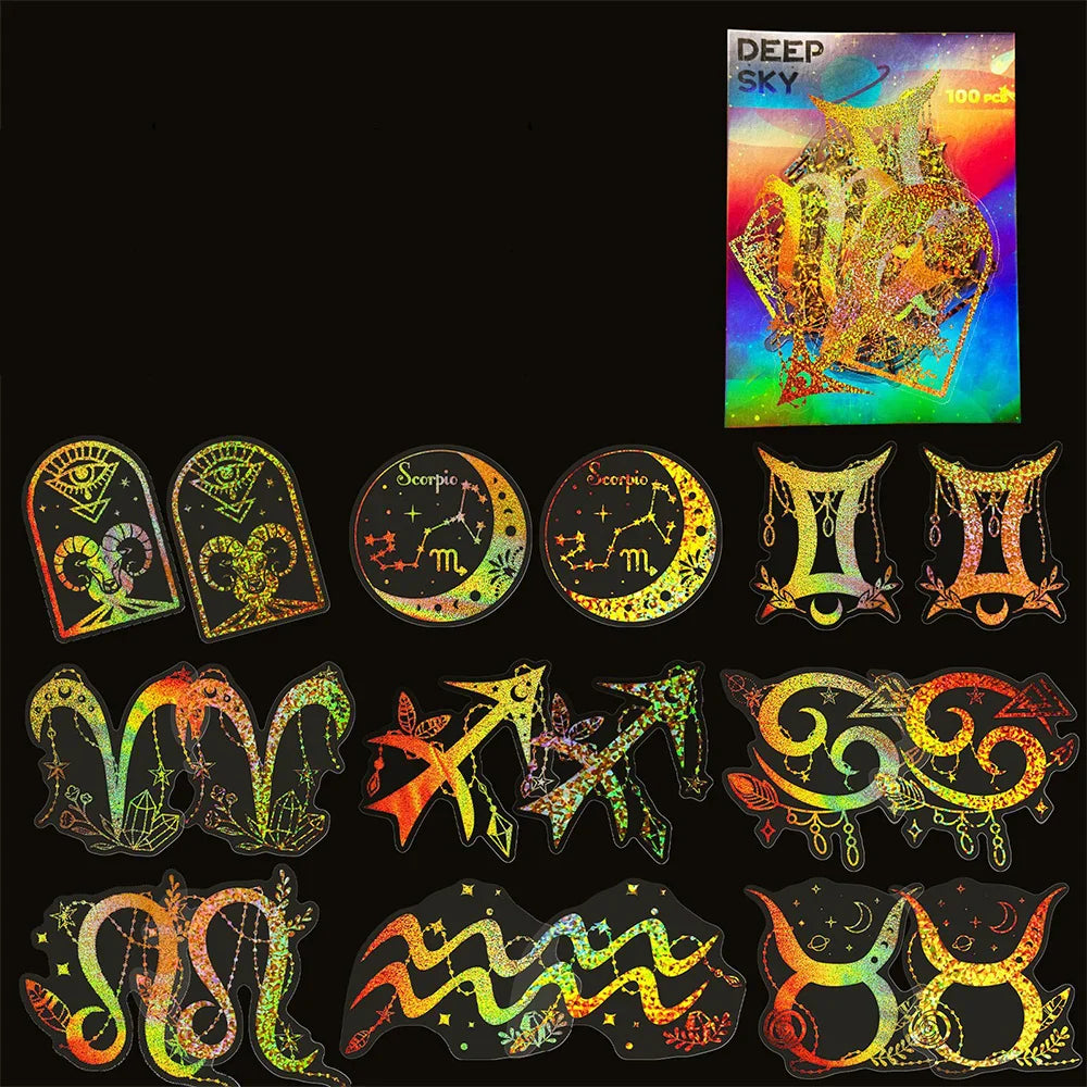 100pcs Cute Holographic Laser Butterfly Cartoon Stickers Animal Decals Laptop Notebook Phone Diary Decoration Sticker Kids Toys (ONLINE ORDER ONLY)