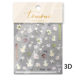 Spotless Lily Lilium Flowers Moon Pearl Crown Lily-white Pearl Necklace Pendant Self Adhesive Nail Art Stickers Manicure Decals (Online Order Only)