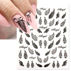 Gold Silver Wing Nail Art Stickers 3D Metal Chain Heart Love Sun Moon Star Gel Polish Adhesive Manicure Slider Decor Accessories (ONLINE ORDER ONLY)