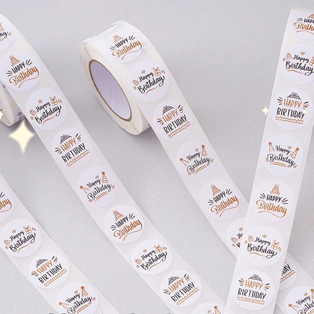 100-500pcs Cute Happy birthday Stickers for Gift Wrapping Decoration Envelope Sealing Label Kids toys Stationery Stickers 1inch (ONLINE ORDER ONLY)
