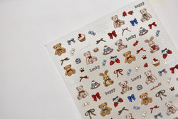 Charm Retro Bear Candy Cake Bowknot Rabbit Bunny Strawberry Footprint Muffin 3D Adhesive Nail Art Stickers Chic Manicure Decals (ONLINE ORDER ONLY)