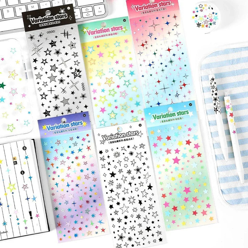 1Pc New Cute Star Resin Stickers Idol Card Deco Scrapbook DIY Material Girls Nails Decoration Stationery Stickers (ONLINE ORDER ONLY)