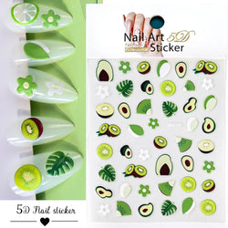 1Pc Summer Nail Art Sticker Lemon Nail Decal Nail Art Supplies Cute Fruit Strawberry Cherry Watermelon Avocado Lemon Nail Design (ONLINE ORDER ONLY)