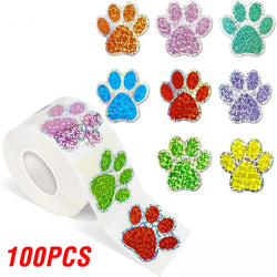 100-500pcs Cute Animal Paw Sticker DIY Colorful Holographic Lables Art Crafts Sticker Student Reward Stationery Stickers (ONLINE ORDER ONLY)
