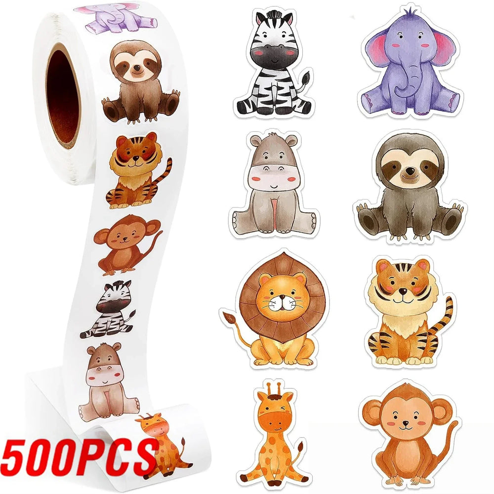 100-500pcs Animals Cartoon Reward Label Sealing Thank You Sticker Stationery DIY Decoration Scrapbooking School Supplies (Online Order Only)