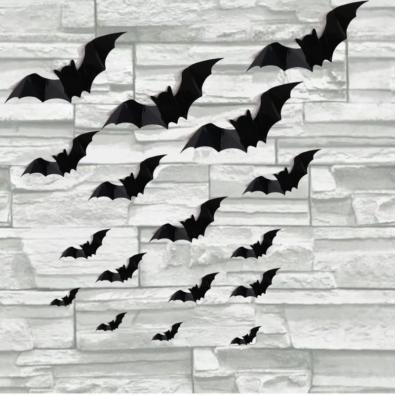 80Pcs 3D Black Bat Stickers Halloween Wall Decor Removable Decals (ONLINE ORDER ONLY)