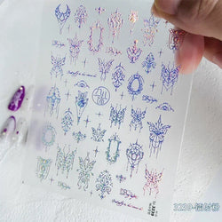 Delicate Tender Purple Butterfly Seal Pattern Insect Shiny Golden Stroke Nail Art Decoration Sticker Dressy Laser Manicure Decal (ONLINE ORDER ONLY)