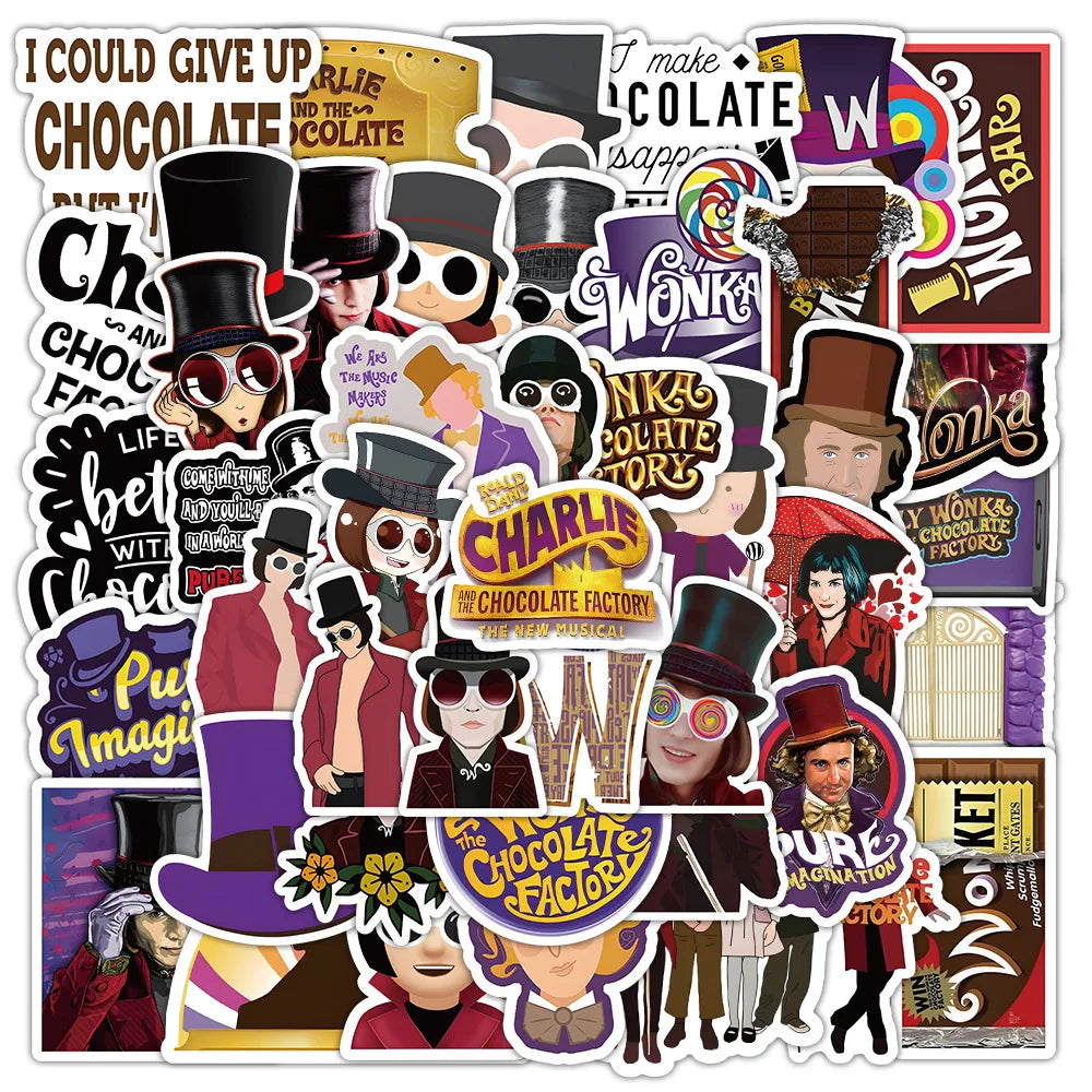 10/30/50PCS The Chocolate Factory Stickers Funny Cartoon Stciekrs Graffiti DIY Scrapbook Luggage Laptop Phone Car Bike Decals (ONLINE ORDER ONLY)