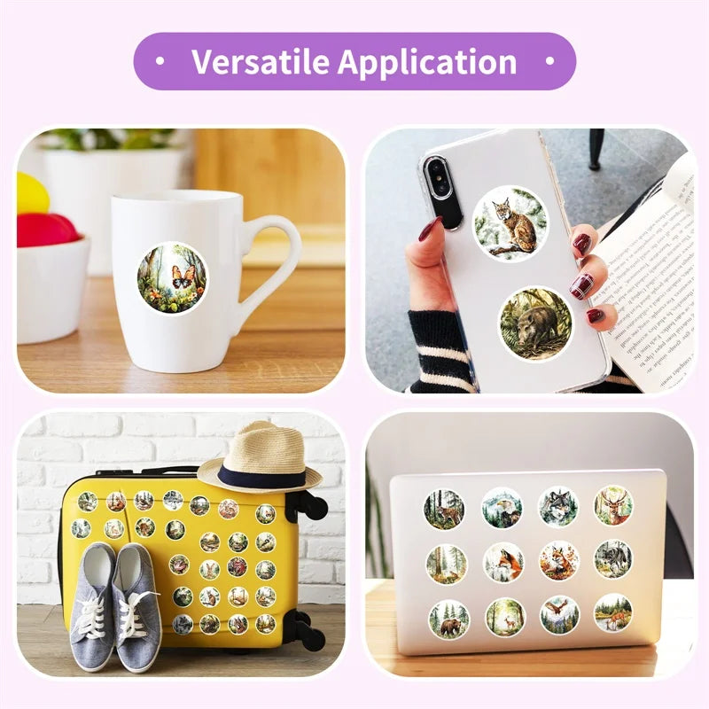 10/30/50PCS Kawaii Round Animal Sticky PVC Sticker Aesthetic Stationery DIY Decoration Scrapbooking School Supplies for Kids (ONLINE ORDER ONLY)