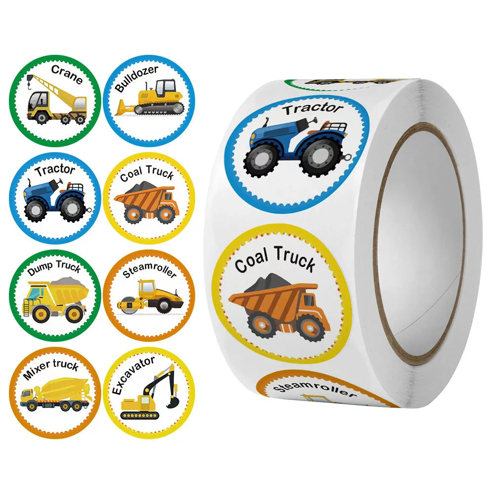 100/500pc Kids Sticker Train Bus Sticker Cute Transportation Cars Encouragement Student Children Reward Label Stationery Sticker (ONLINE ORDER ONLY)