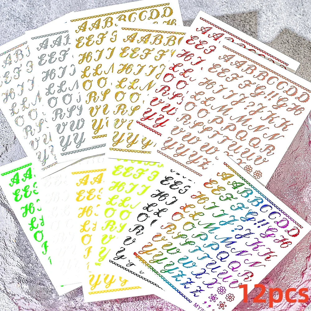8pcs Gothic Alphabet Design Nail Art Stickers Retro English Letter Nail Art Stickers 3D Self-Adhesive Designs Nail Art Supplies* (Online Order Only)