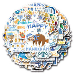 Hanukkah Stickers 10/30/55PCS Waterproof PVC for Notebook Phone Laptop Luggage Skateboard Car (Online Order Only)