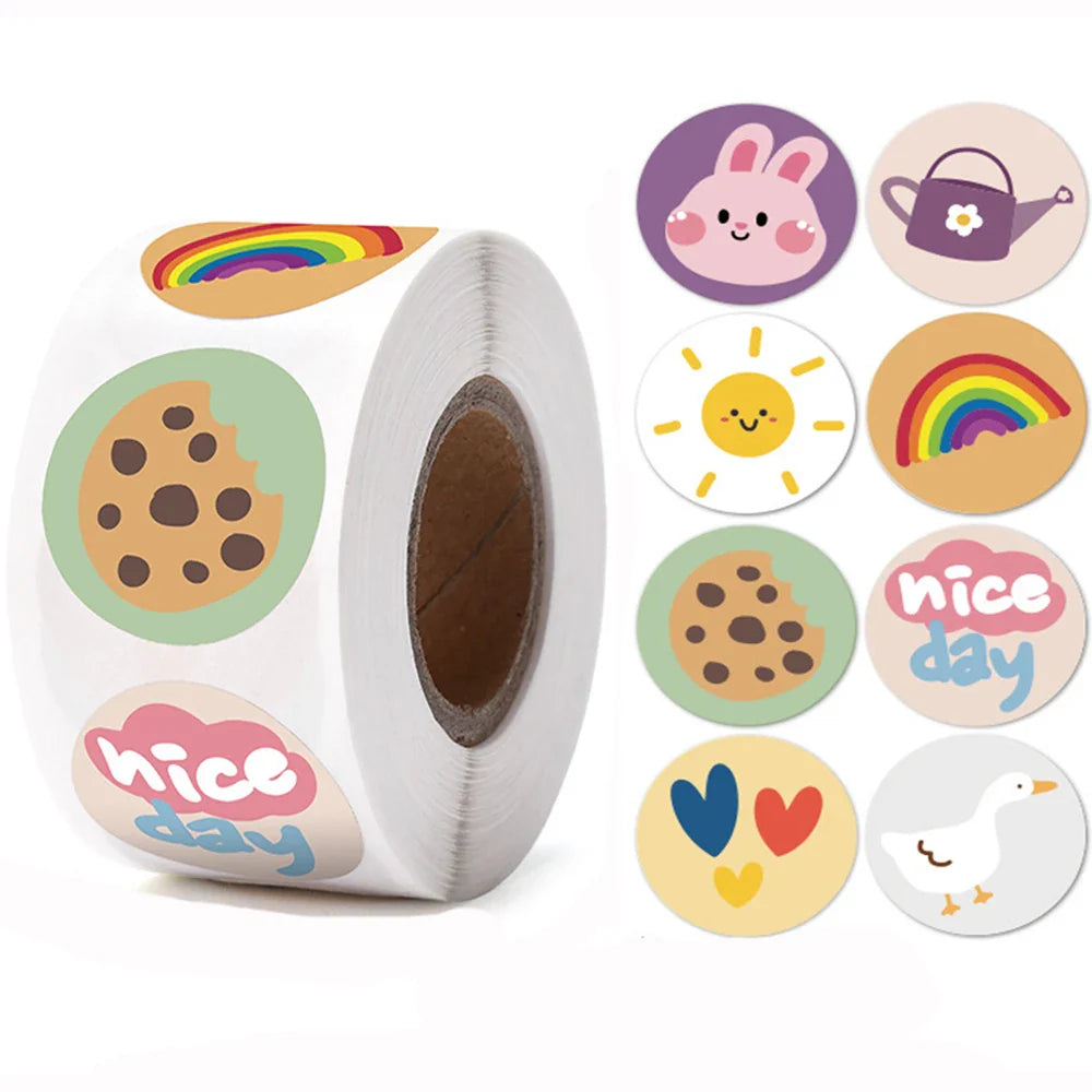 100-500pcs Children's Cartoon Animal Stickers Baby Stickers Kindergarten Inspirational Little Red Flower Reward Stickers (ONLINE ORDER ONLY)