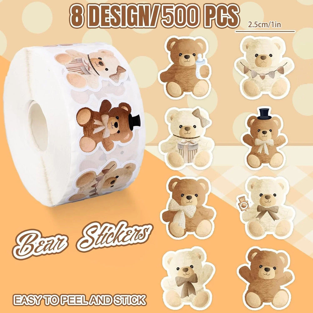 100-500pcs Cartoon Bear Animals Stickers Reward Stickers Decoration Gift Box Crafts Sticker Label Stationery (ONLINE ORDER ONLY)
