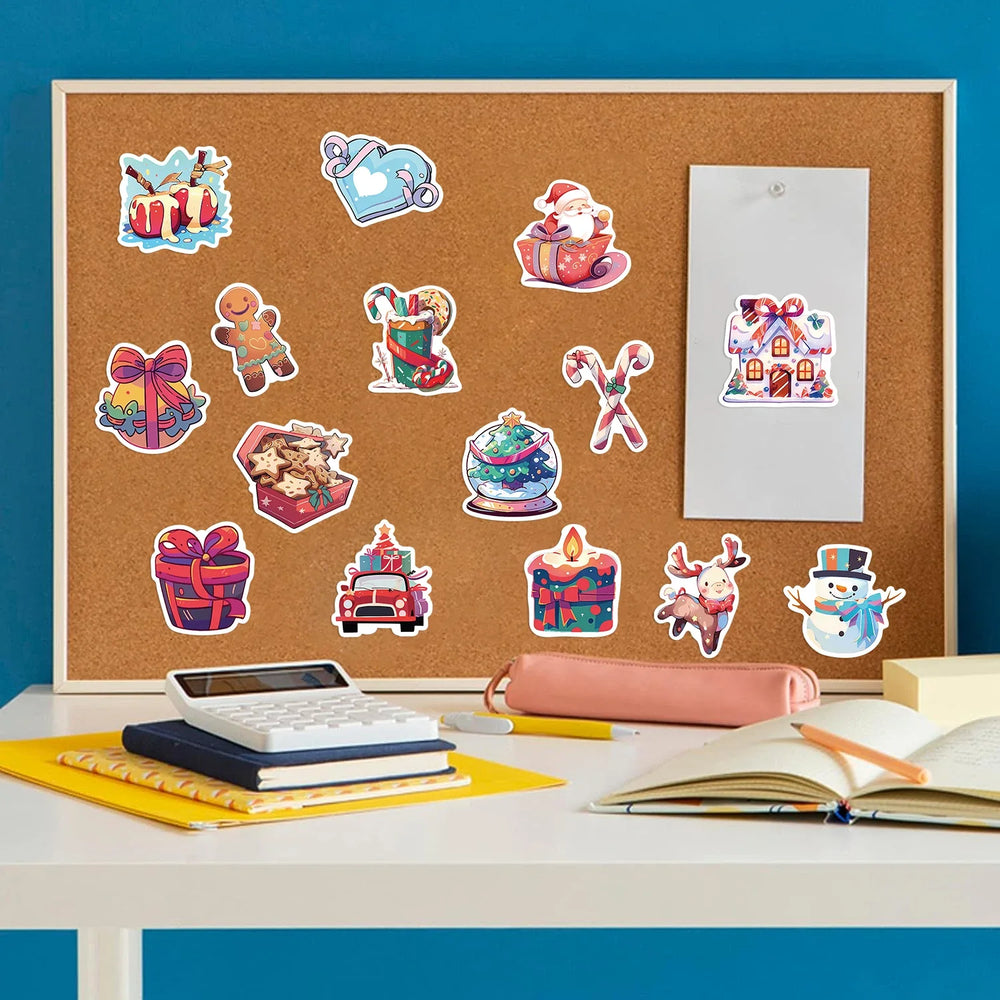50pcs New Year Merry Christmas Stickers Santa Claus Snowman Children Gift Decal Skateboard Suitcase Sticker for Kids﻿ (ONLINE ORDER ONLY)