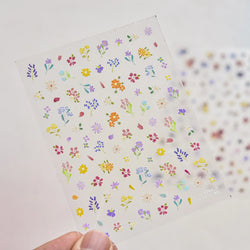 Chic Wild Flower Oil Painting Small Variegated Daisy Peach Blossom Lavender Petal Adhesive Nail Art Stickers Manicure Decals (Online Order Only)