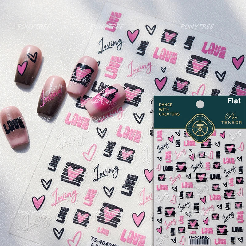 Black Punk Star Heart Laser Stroke Dark Wind Sexy Water Droplet Delicate Adhesive Nail Art Decorations Stickers Manicure Decals (ONLINE ORDER ONLY)
