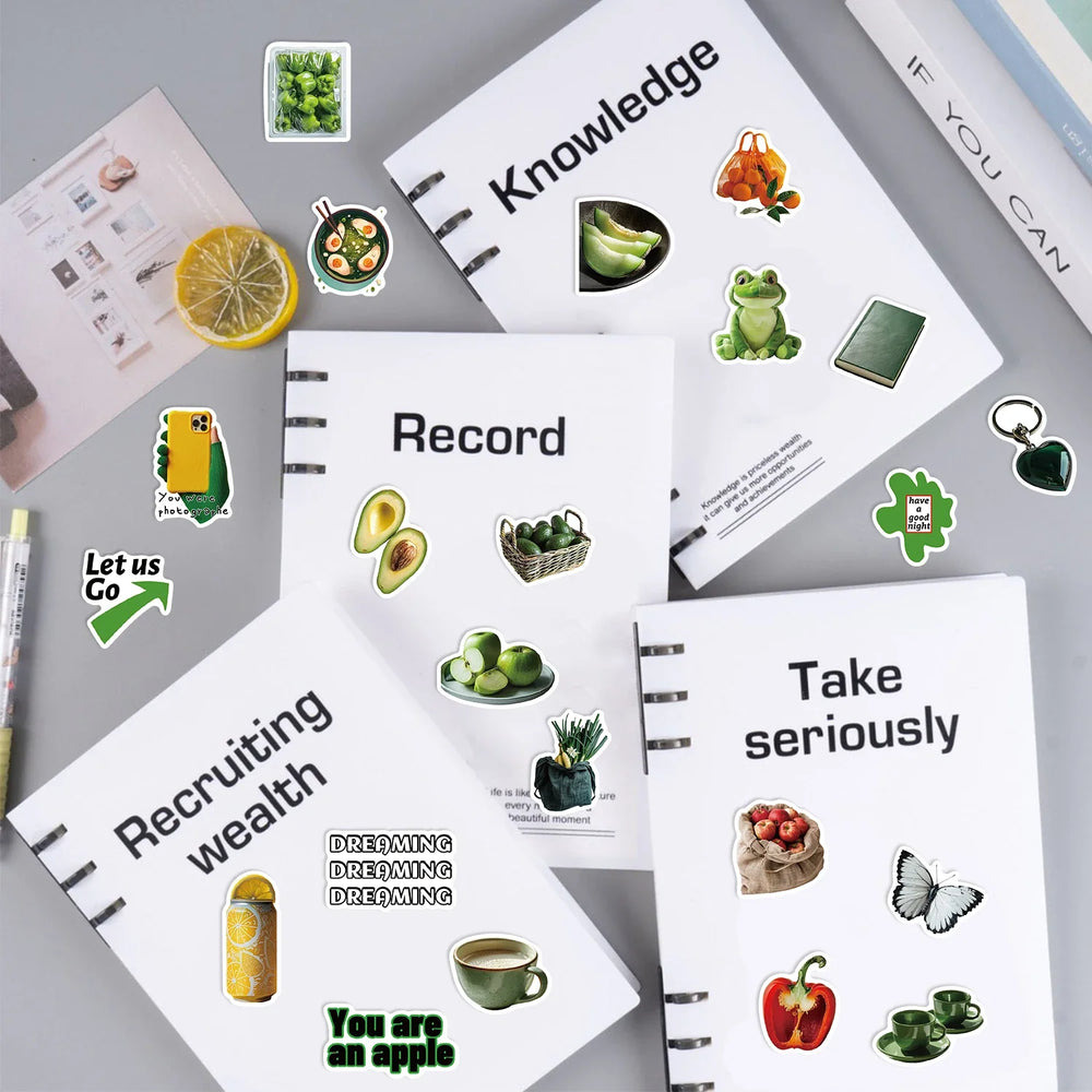30Pcs Green Vegetables and Fruits Stickers Cute DIY Toy Gift Graffiti Decal Phone Luggage Laptop Scrapbook Waterproof Sticker (ONLINE ORDER ONLY)