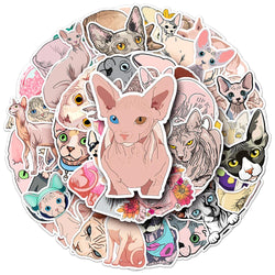 Sphynx Cat Stickers Pack - Cute Animal Decals for Kids, DIY, Laptop, Scrapbook, Guitar, Suitcase, Car (Online Order Only)