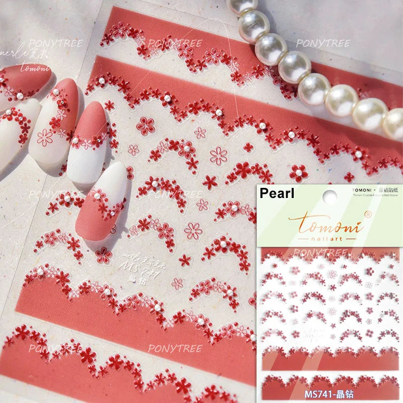 Pretty White Butterfly Flower Wreath Love Heart Crown Corsage Corolla Garland Delicate Adhesive Nail Art Sticker Manicure Decals (ONLINE ORDER ONLY)