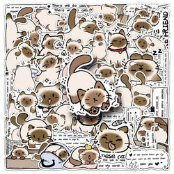 10/30/50PCS Siamese Cat Stickers Cute Cat Graffiti Animal Cartoon Sticker Fridge Luggage Laptop Phone Guitar Car Bike Decals Toy (Online Order Only)