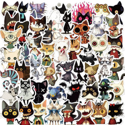 Gothic Cartoon Cat Stickers: 10/30/50PCS for Luggage, Laptop, Phone, Guitar, Car, Bike, Skateboard (Online Order Only)