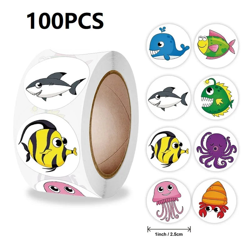 100-500PCS New Kids Stickers Korean Stationery Rolling Cartoon Animal Stickers Roll Small Packaging Stickers Photocard Decor (ONLINE ORDER ONLY)