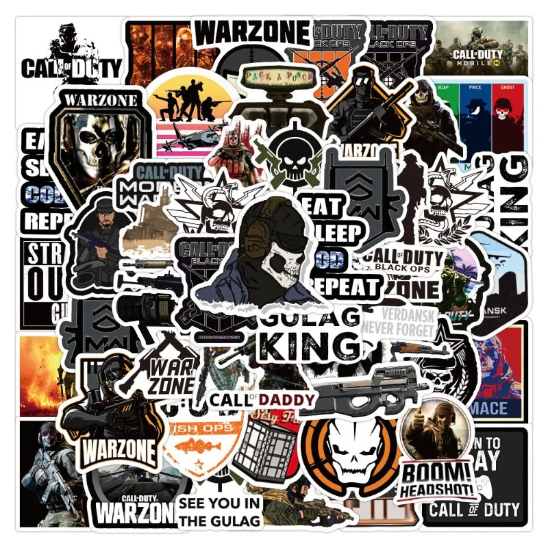 50pcs Call of Duty Cartoon Stickers for Laptop, Phone, Scooter, Suitcase, Water Cup, Stationery, Refrigerator (ONLINE ORDER ONLY)