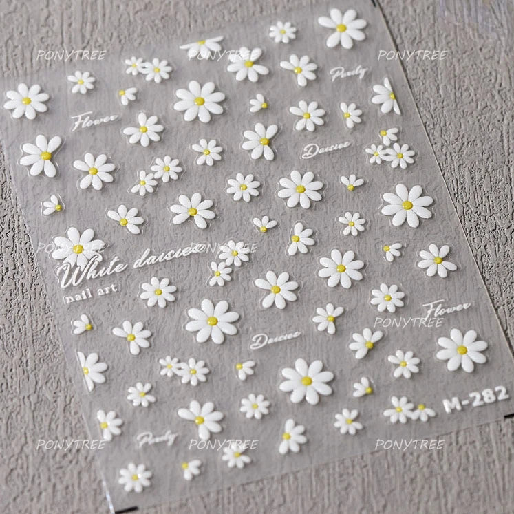 Cute Bee Honey Jar Daisy Flowers Gather Honey Pot Love Heart Green Leaves Reliefs Self Adhesive Nail Art Stickers Manicure Decal (ONLINE ORDER ONLY)