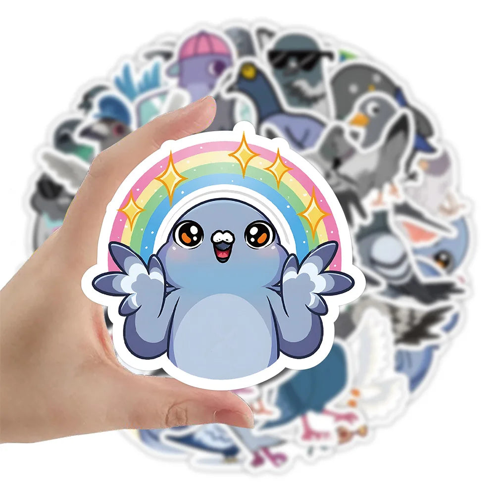 10/30/60PCS Cute Pigeon Stickers Cartoon Animal Wall Decals Decoration DIY Laptop Phone Notebook Suitcase Car Bike Kids Toy Gift (Online Order Only)