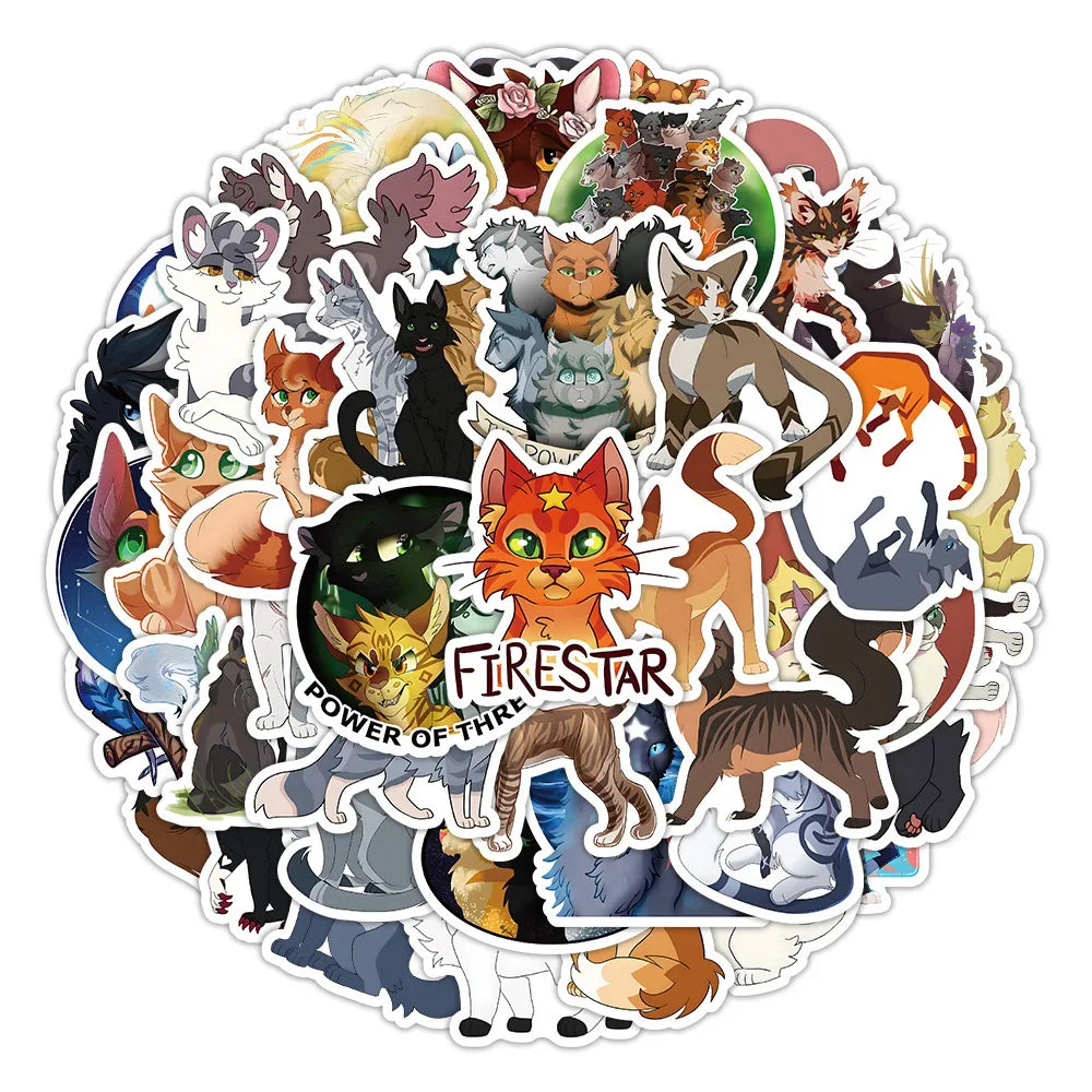 Cat Warrior Anime Cartoon Stickers for Laptop, Luggage, Skateboard, DIY, Kids - 10/30/50/100PCS (ONLINE ORDER ONLY)