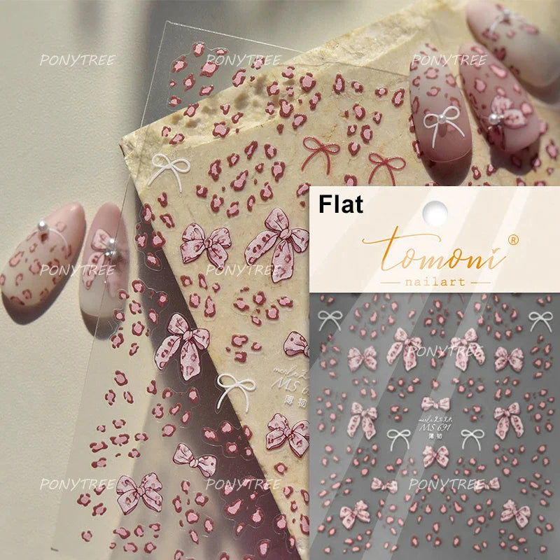 Colourful Grid Bowknot Charming Silk Ribbon Tie Chic 5D Self Adhesive Nail Art Sticker Sparkle Crystal Rhinestone Manicure Decal (ONLINE ORDER ONLY)